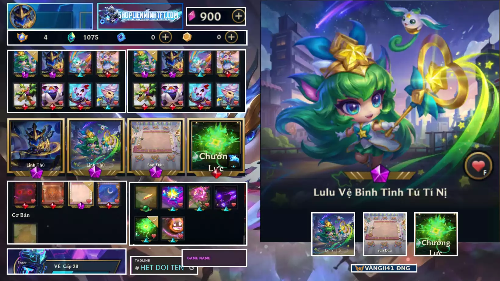TFT LOL VIP1  3 TÍM - 2 PET TÍM - 1 SÂN TÍM 3 SÂN ĐỎ - 0 TÍ NỊ THƯỜNG - NHIỂU CHƯỞNG LỰC - NHIỀU LINH THÚ HIẾM DƯ 4 HC - 900 MẢNH SAO - 1075 PHA LÊ  - Thông Tin Đầy Đủ - Hỗ Trợ - Bảo Hành 100%